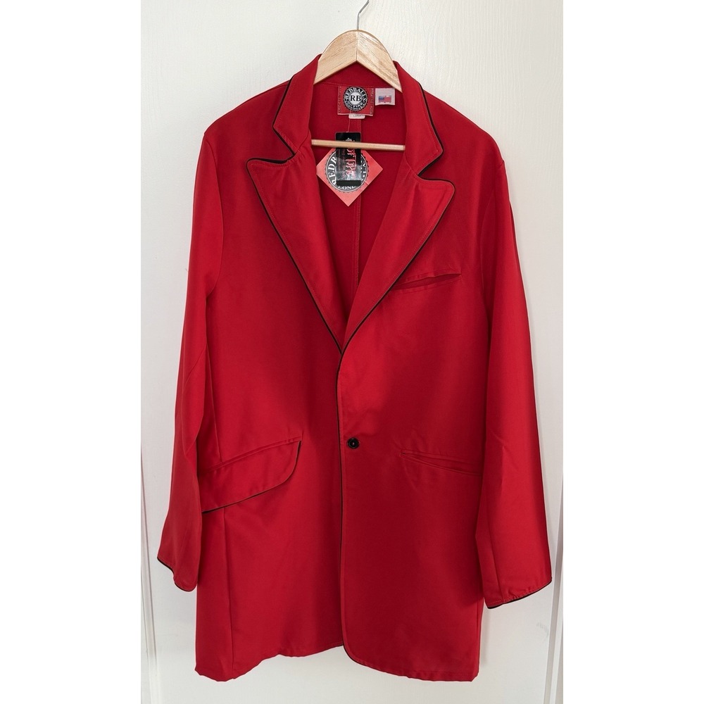 Vintage Redballs On Fire Hot Topic Red Longline Blazer Deadstock Large Made USA